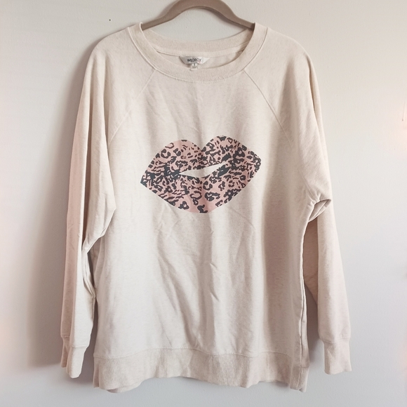 Wildfox leopard print lips long sleeve top - Picture 3 of 7